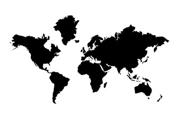 World map silhouette on white background