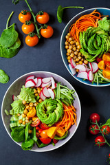 Buddha bowl with avocado and mixed vegetables