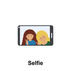 selfie, female, smartphone color icon. Element of friendship icon. Premium quality graphic design icon. Signs and symbols collection icon for websites, web design, mobile app