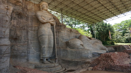 Polonnaruwa,Sri Lanka The Gal Vihara, also known as Gal Viharaya and originally as the Uttararama, is a rock temple of the Buddha situated in the ancient city of Polonnaruwa.