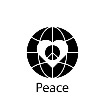 peace, globe, heart icon. Element of Peace and humanrights icon. Premium quality graphic design icon. Signs and symbols collection icon for websites