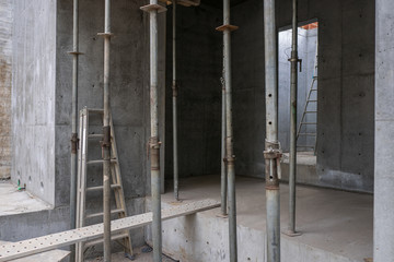 The construction site of a concrete house