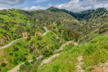 Fototapeta na wymiar Hiking trails in Runyon Canyon, Los Angeles, CA.