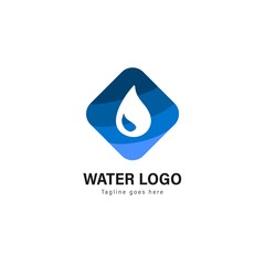 Water logo template design. Water logo with modern frame vector design