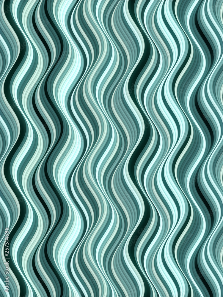 Aufkleber Blue colored horizontal Wavy Background. Dynamic Effect. Design Template. Modern Pattern. 3d rendering