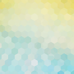 Fototapeta na wymiar Abstract background consisting of pastel blue, yellow hexagons. Geometric design for business presentations or web template banner flyer. Vector illustration