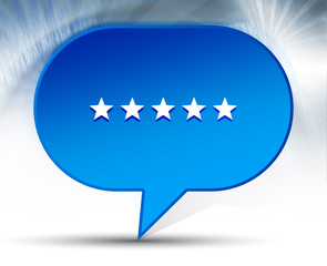 Five stars rating icon blue bubble background