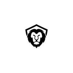 masculine lion head shield protection vector logo design