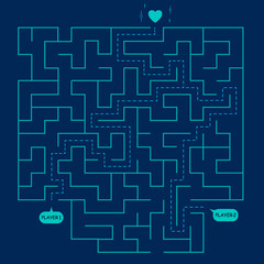stock vector round labyrinth maze, game find your path to heart concept of love