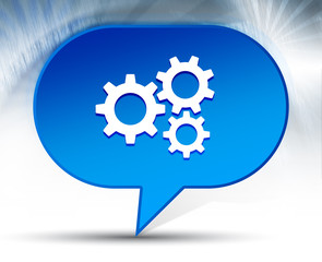 Settings gears icon blue bubble background