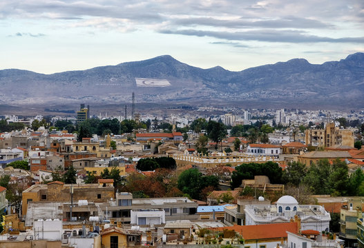 Panoramic view of Nicosia, Cyprus. View on North Cyprus.