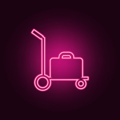 luggage on a wheelbarrow icon. Elements of Airport in neon style icons. Simple icon for websites, web design, mobile app, info graphics