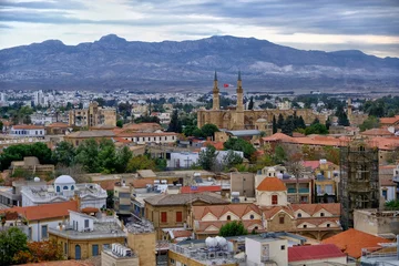 Gordijnen Panoramic view of Nicosia, Cyprus. View on North Cyprus. © Сергій Вовк