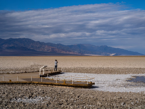 Tourist at Badwater Basin, Death Valley