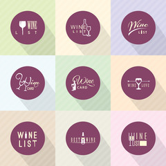 Vector wine label or winery logo template set