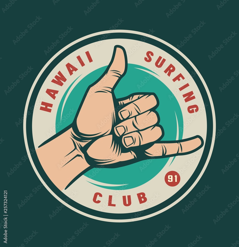 Sticker Vintage surfing club logotype