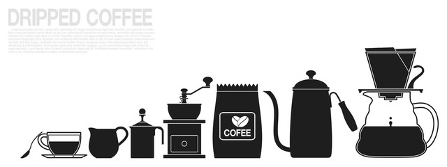 Single color icon of dripped coffee equipment