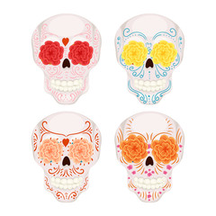 Cartoon Mexican sugar skull illustration for Day of the Dead