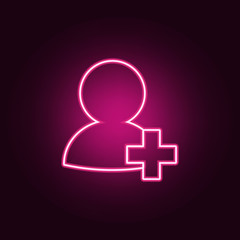Obraz premium add to friends icon. Elements of Conversation and Friendship in neon style icons. Simple icon for websites, web design, mobile app, info graphics