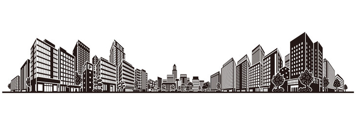 Naklejka premium 街並みのベクターイラスト