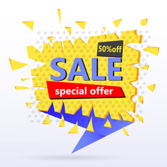 Super Sale and special offer. 50 off. Vector illustration.