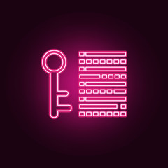 digital key icon. Elements of cyber security in neon style icons. Simple icon for websites, web design, mobile app, info graphics