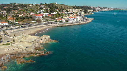 Naklejka na ściany i meble Vista Panoramica da Praia de Caxias em Oeiras Portugal