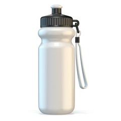White sport plastic water bottle standing.3D