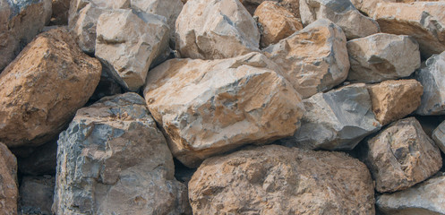 large stone boulders at a construction site