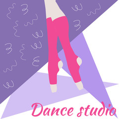 Poster for dance studio. Flat colored vector illustration