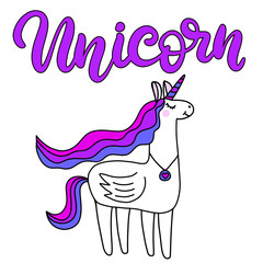 Unicorn Lettering vector illustration