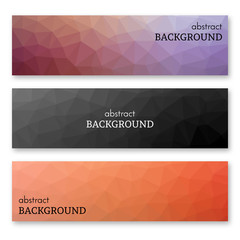 Fototapeta premium Set of three banners in low poly art style
