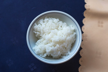 Boiled rice from top view