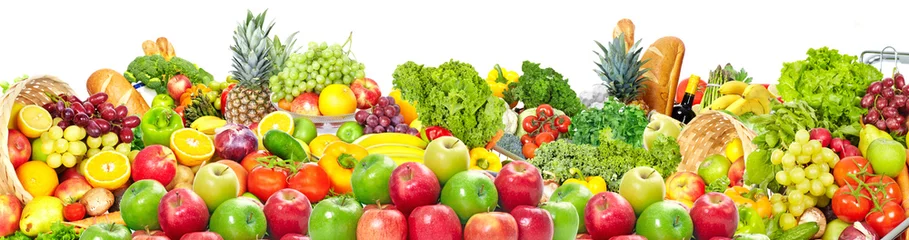 Afwasbaar behang Verse groenten Groenten en fruit achtergrond