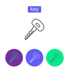 Metal key outline icons set.