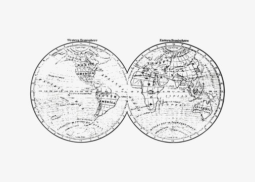 Antique World Map Drawing