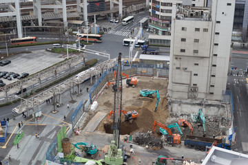 Chiba, Japan, 03/22/2019 , View of Chiba city from top of Sogo department store car parking building.