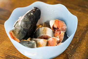 Raw Fresh Fish Seasoned with ground red pepper for frying