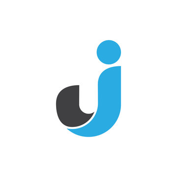 letter uj simple 3d curves logo vector