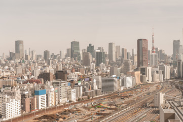 Naklejka na ściany i meble Aerial photography , Cityscape overlooking Tokyo, Japan