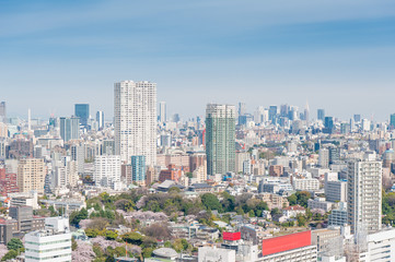 Fototapeta na wymiar Aerial photography , Cityscape overlooking Tokyo, Japan