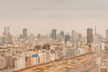 Naklejka na ściany i meble Aerial photography , Cityscape overlooking Tokyo, Japan