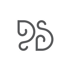 letters ds simple curves line loop design logo