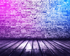 bricks room with neon lights