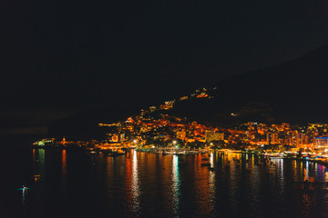 night cityscape view of Budva city