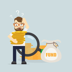 Businessman confuse fund investment concept.