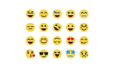 Emoji icons. Funny faces with different emotions. Isolated. Vector illustration. - Vector