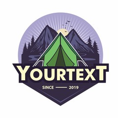 Logo for Mountain Adventure , Camping, Climbing Expedition. Vintage Vector Logo and Labels, Icon Template Design Illustration
