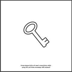 Vector icon of a key on white isolated background.