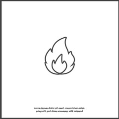 Vector fire icon on white isolated background.